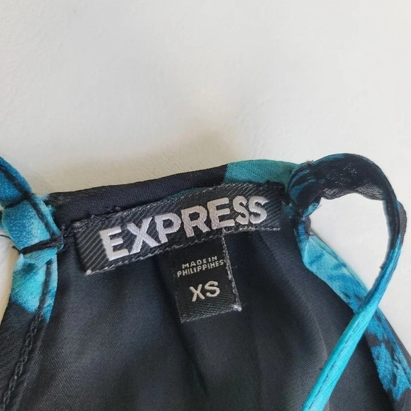 Express Floral Semi Sheer Sleeveless Racerback Top Blouse Tank Green Black XS - Picture 2 of 9